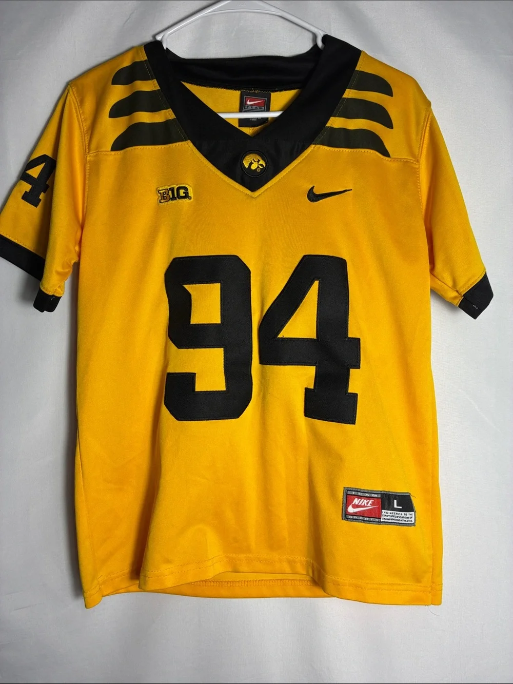 Nike Iowa Hawkeye AJ Epenesa Yellow & Black #94 Football Jersey Youth Large